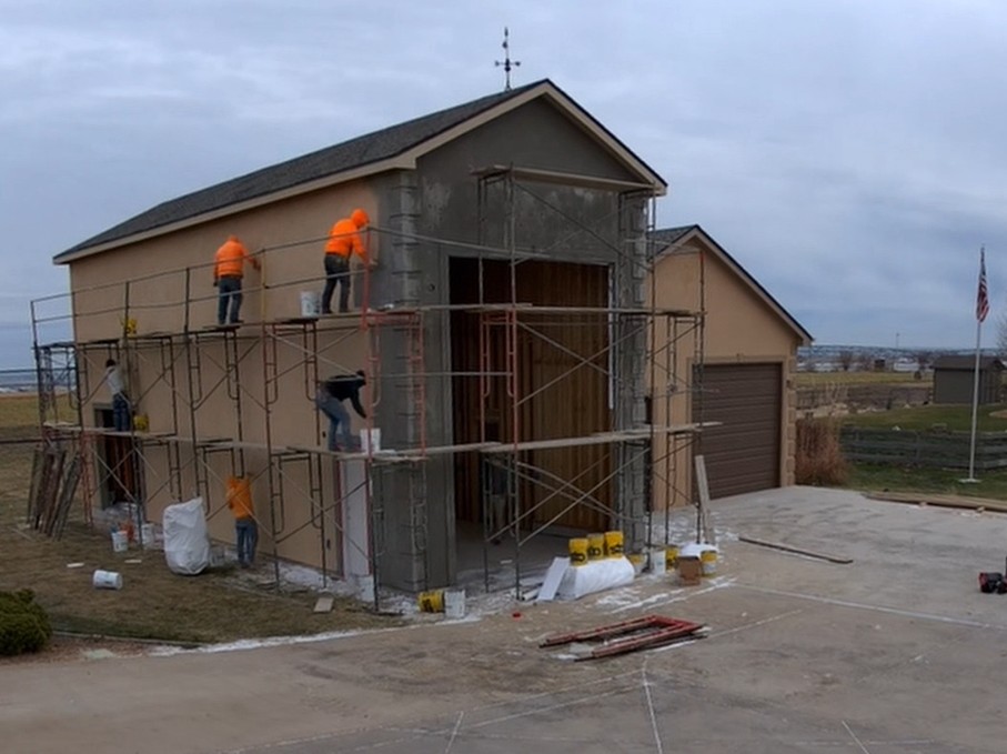 Shop Addition Stucco & Final Concrete
